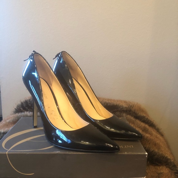 Black Patten Leather Enzo Angolini Stilettos - Picture 2 of 5